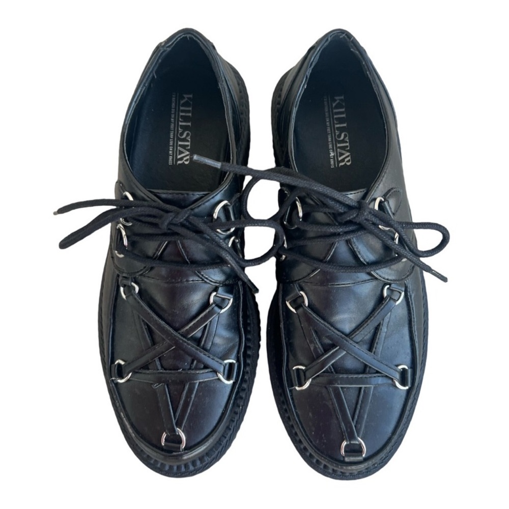 Killstar Hexellent Creepers Gothic Pentagram Mismatch Platform Black Punk SZ 10 - Picture 2 of 16
